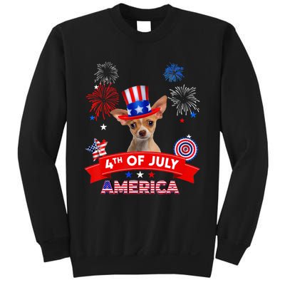 4th Of July Decor Patriotic Chihuahua Dog USA Sweatshirt