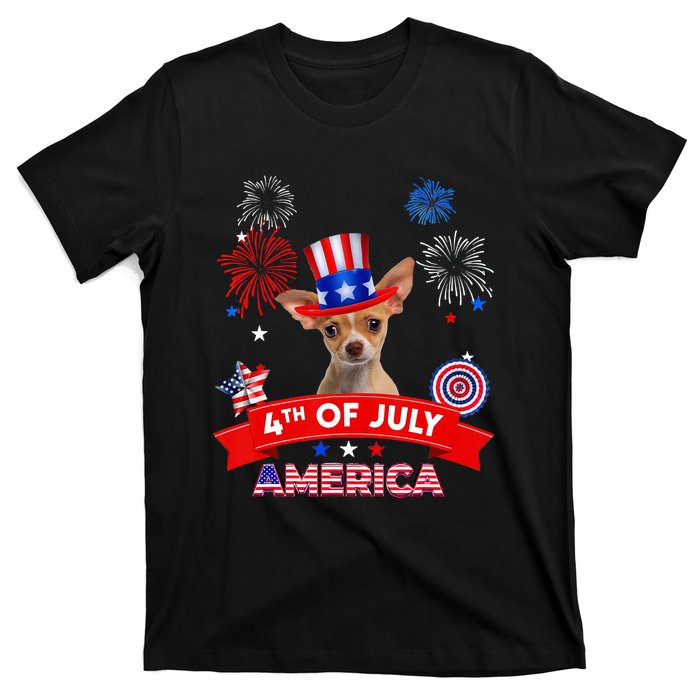 4th Of July Decor Patriotic Chihuahua Dog USA T-Shirt