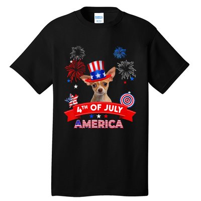 4th Of July Decor Patriotic Chihuahua Dog USA Tall T-Shirt