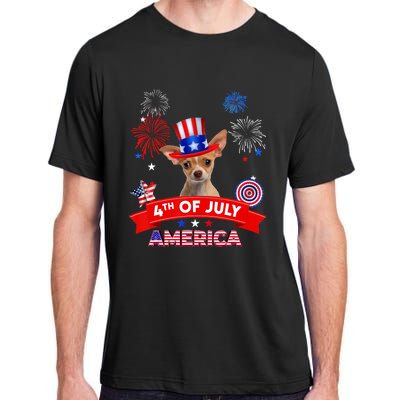 4th Of July Decor Patriotic Chihuahua Dog USA Adult ChromaSoft Performance T-Shirt