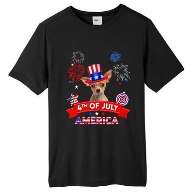 4th Of July Decor Patriotic Chihuahua Dog USA Tall Fusion ChromaSoft Performance T-Shirt