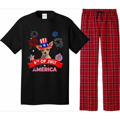 4th Of July Decor Patriotic Chihuahua Dog USA Pajama Set