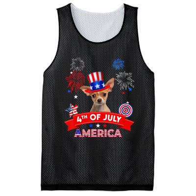 4th Of July Decor Patriotic Chihuahua Dog USA Mesh Reversible Basketball Jersey Tank