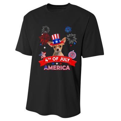 4th Of July Decor Patriotic Chihuahua Dog USA Performance Sprint T-Shirt