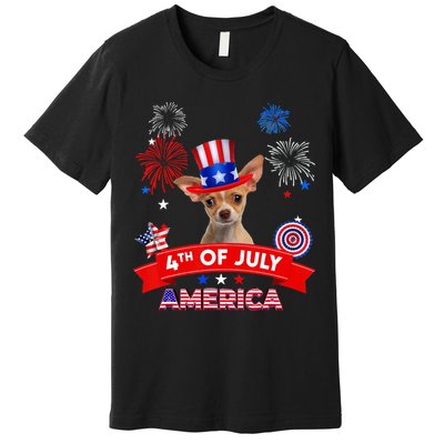 4th Of July Decor Patriotic Chihuahua Dog USA Premium T-Shirt