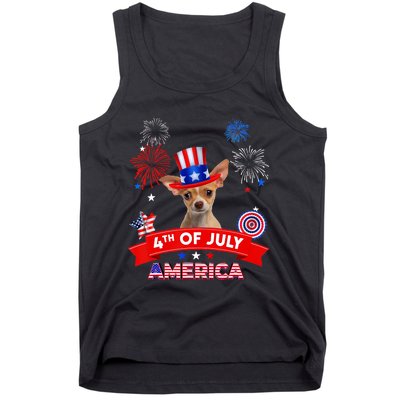 4th Of July Decor Patriotic Chihuahua Dog USA Tank Top