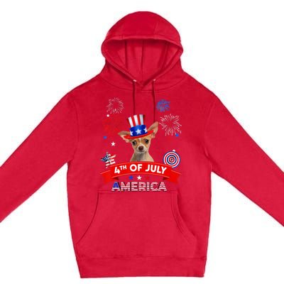 4th Of July Decor Patriotic Chihuahua Dog USA Premium Pullover Hoodie