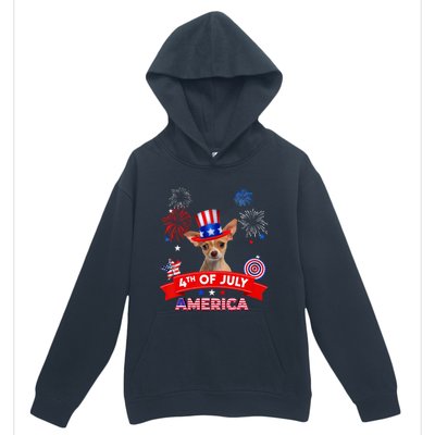 4th Of July Decor Patriotic Chihuahua Dog USA Urban Pullover Hoodie