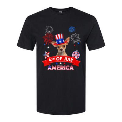 4th Of July Decor Patriotic Chihuahua Dog USA Softstyle CVC T-Shirt