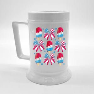 4th Of July Cute Popsicle Bows Patriotic Beer Stein