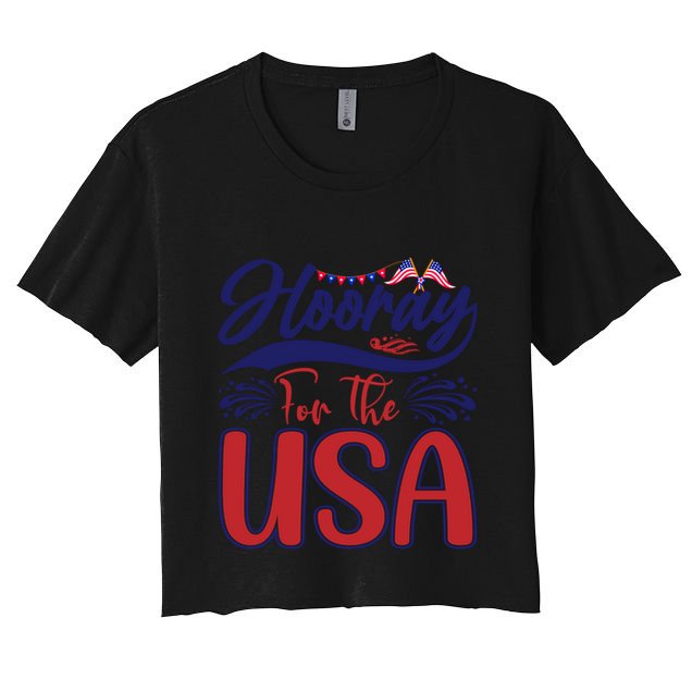 4th Of July Hooray For The Usa Patriotic Gift Crop Top