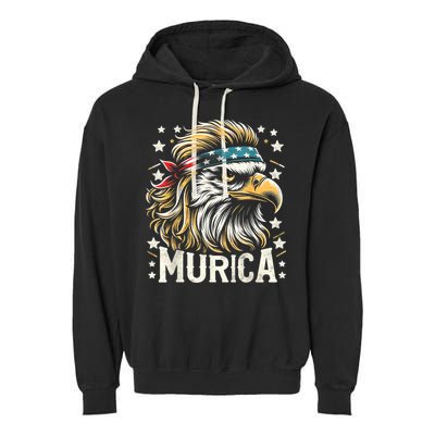 4th Of July Bald Eagle Mullet Murica Usa Usa Merica Garment-Dyed Fleece Hoodie