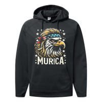 4th Of July Bald Eagle Mullet Murica Usa Usa Merica Performance Fleece Hoodie