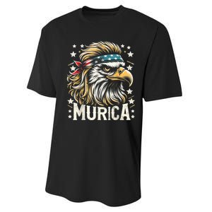 4th Of July Bald Eagle Mullet Murica Usa Usa Merica Performance Sprint T-Shirt