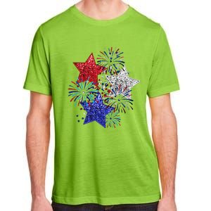 4th Of July Fireworks Stars Funny Cute 4th Of July Adult ChromaSoft Performance T-Shirt