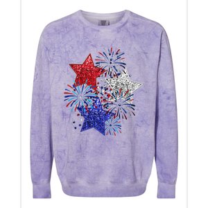 4th Of July Fireworks Stars Funny Cute 4th Of July Colorblast Crewneck Sweatshirt