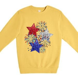 4th Of July Fireworks Stars Funny Cute 4th Of July Premium Crewneck Sweatshirt