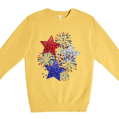 4th Of July Fireworks Stars Funny Cute 4th Of July Premium Crewneck Sweatshirt