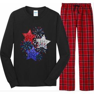 4th Of July Fireworks Stars Funny Cute 4th Of July Long Sleeve Pajama Set