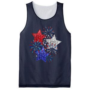 4th Of July Fireworks Stars Funny Cute 4th Of July Mesh Reversible Basketball Jersey Tank