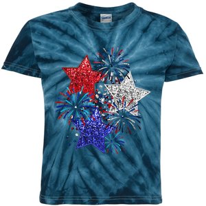 4th Of July Fireworks Stars Funny Cute 4th Of July Kids Tie-Dye T-Shirt