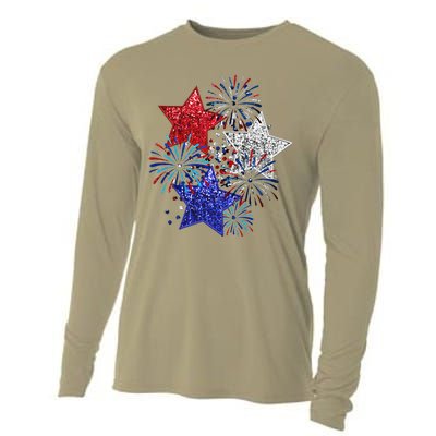 4th Of July Fireworks Stars Funny Cute 4th Of July Cooling Performance Long Sleeve Crew