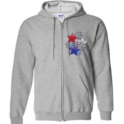 4th Of July Fireworks Stars Funny Cute 4th Of July Full Zip Hoodie