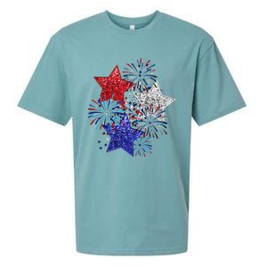 4th Of July Fireworks Stars Funny Cute 4th Of July Sueded Cloud Jersey T-Shirt