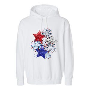 4th Of July Fireworks Stars Funny Cute 4th Of July Garment-Dyed Fleece Hoodie