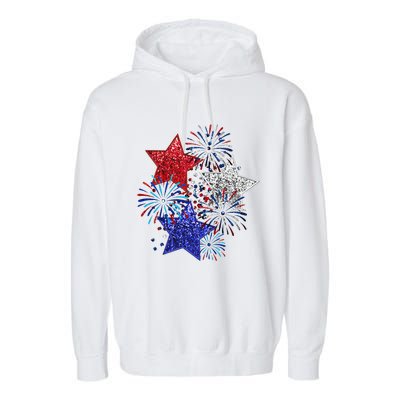 4th Of July Fireworks Stars Funny Cute 4th Of July Garment-Dyed Fleece Hoodie