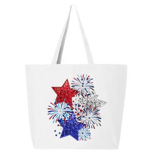 4th Of July Fireworks Stars Funny Cute 4th Of July 25L Jumbo Tote