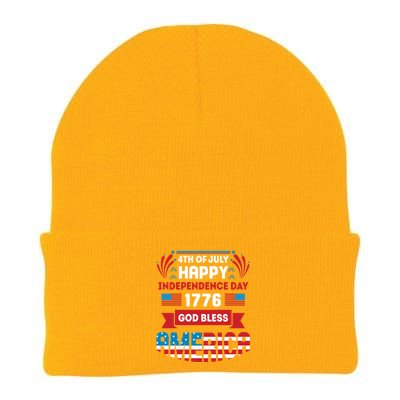 4th Of July Happy Independence Day 1776 God Bless America Gift Knit Cap Winter Beanie