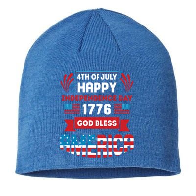 4th Of July Happy Independence Day 1776 God Bless America Gift Sustainable Beanie