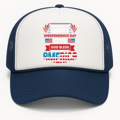 4th Of July Happy Independence Day 1776 God Bless America Gift Trucker Hat