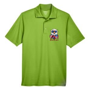 4th Of July Bald Eagle With American Flag Men's Origin Performance Pique Polo