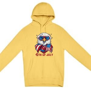 4th Of July Bald Eagle With American Flag Premium Pullover Hoodie