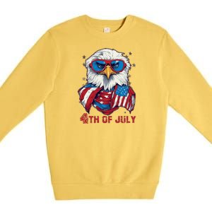 4th Of July Bald Eagle With American Flag Premium Crewneck Sweatshirt