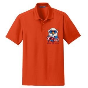 4th Of July Bald Eagle With American Flag Dry Zone Grid Polo