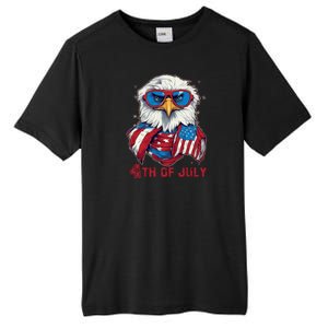 4th Of July Bald Eagle With American Flag Tall Fusion ChromaSoft Performance T-Shirt