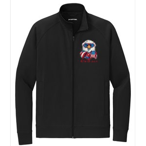 4th Of July Bald Eagle With American Flag Stretch Full-Zip Cadet Jacket