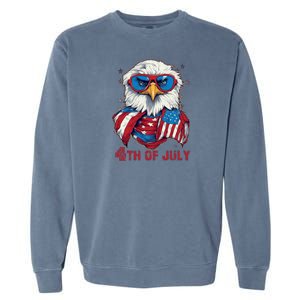 4th Of July Bald Eagle With American Flag Garment-Dyed Sweatshirt