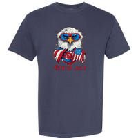 4th Of July Bald Eagle With American Flag Garment-Dyed Heavyweight T-Shirt