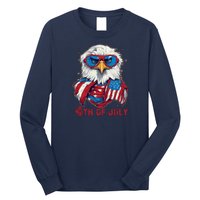 4th Of July Bald Eagle With American Flag Long Sleeve Shirt