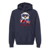 4th Of July Bald Eagle With American Flag Premium Hoodie