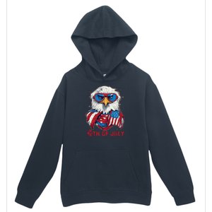 4th Of July Bald Eagle With American Flag Urban Pullover Hoodie