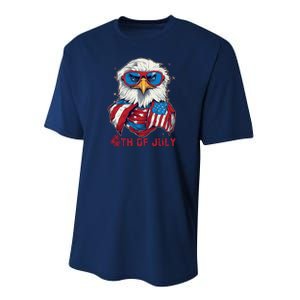 4th Of July Bald Eagle With American Flag Performance Sprint T-Shirt