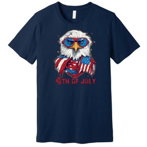 4th Of July Bald Eagle With American Flag Premium T-Shirt