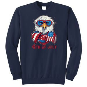 4th Of July Bald Eagle With American Flag Tall Sweatshirt