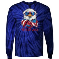 4th Of July Bald Eagle With American Flag Tie-Dye Long Sleeve Shirt