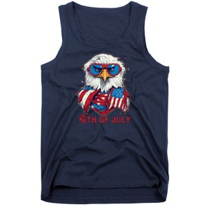 4th Of July Bald Eagle With American Flag Tank Top